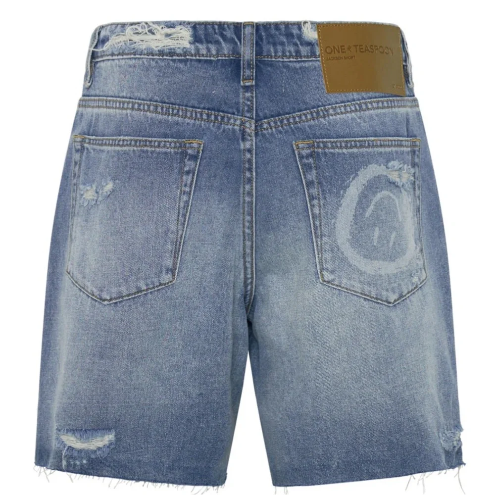 One Teaspoon Jacksons Mid Waist Wide Leg Denim Shorts size 27
